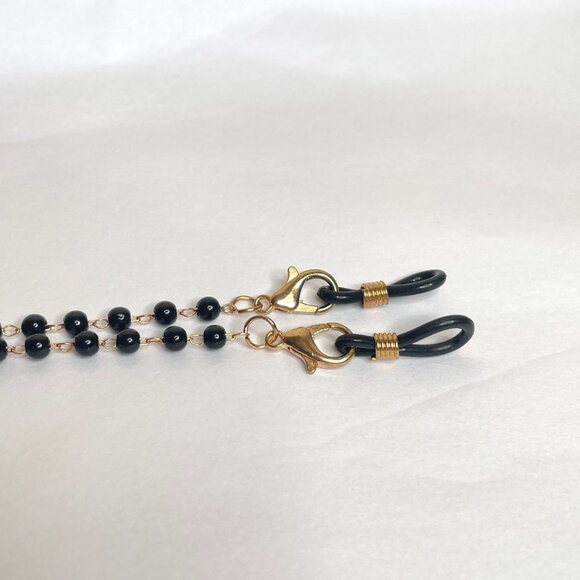 Eyeglass Holder Chain Black Beaded & Gold - Picture 7 of 12